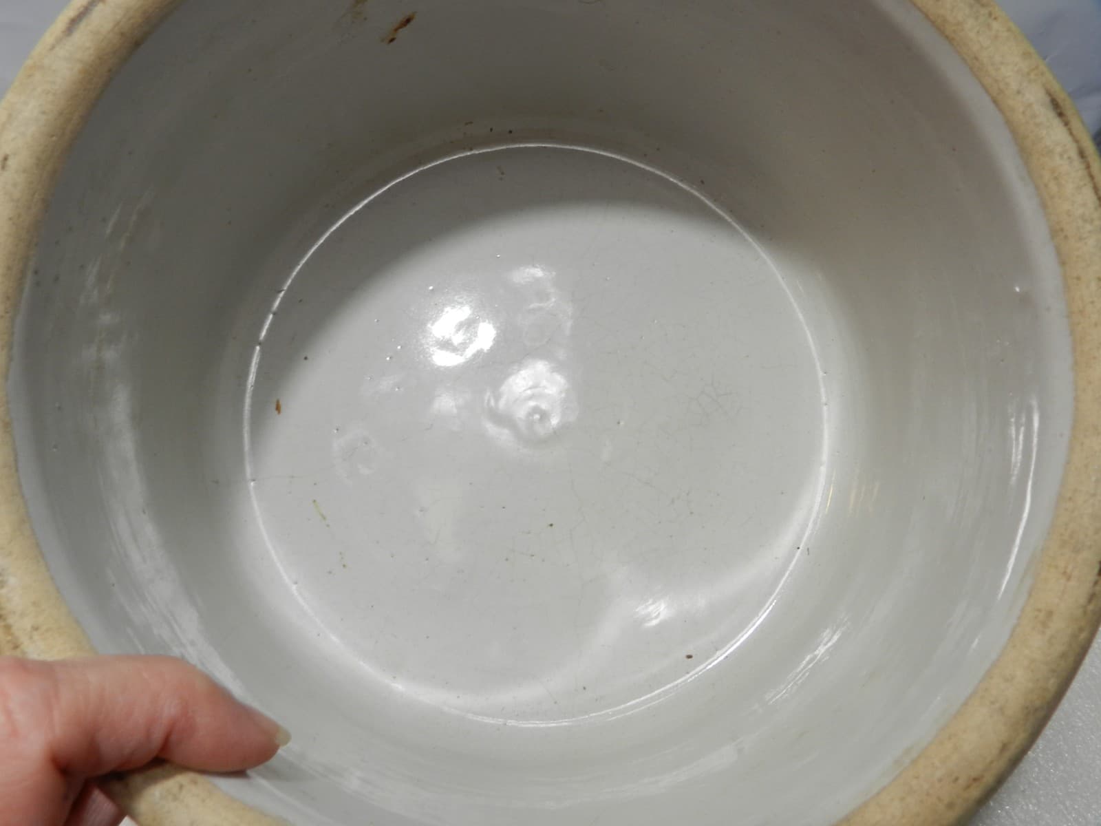 Rare Cream Top Creamery Dairy Advertising Stoneware Cottage Cheese Crock 8" D37S - Thumbnail 3