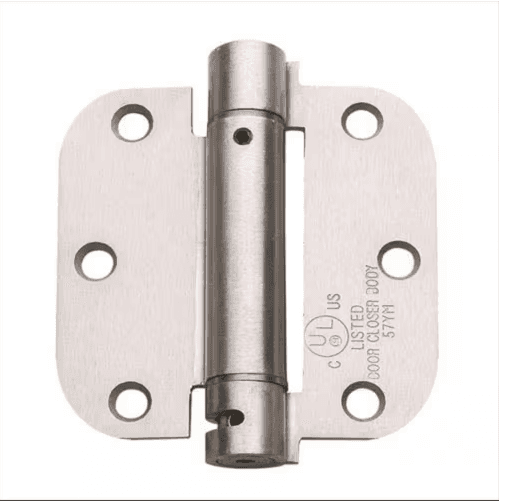 8 - 3.5 in. x 3.5 in. Satin Nickel Steel Spring Hinge w 5/8 in. Radius Q85K - Thumbnail 2