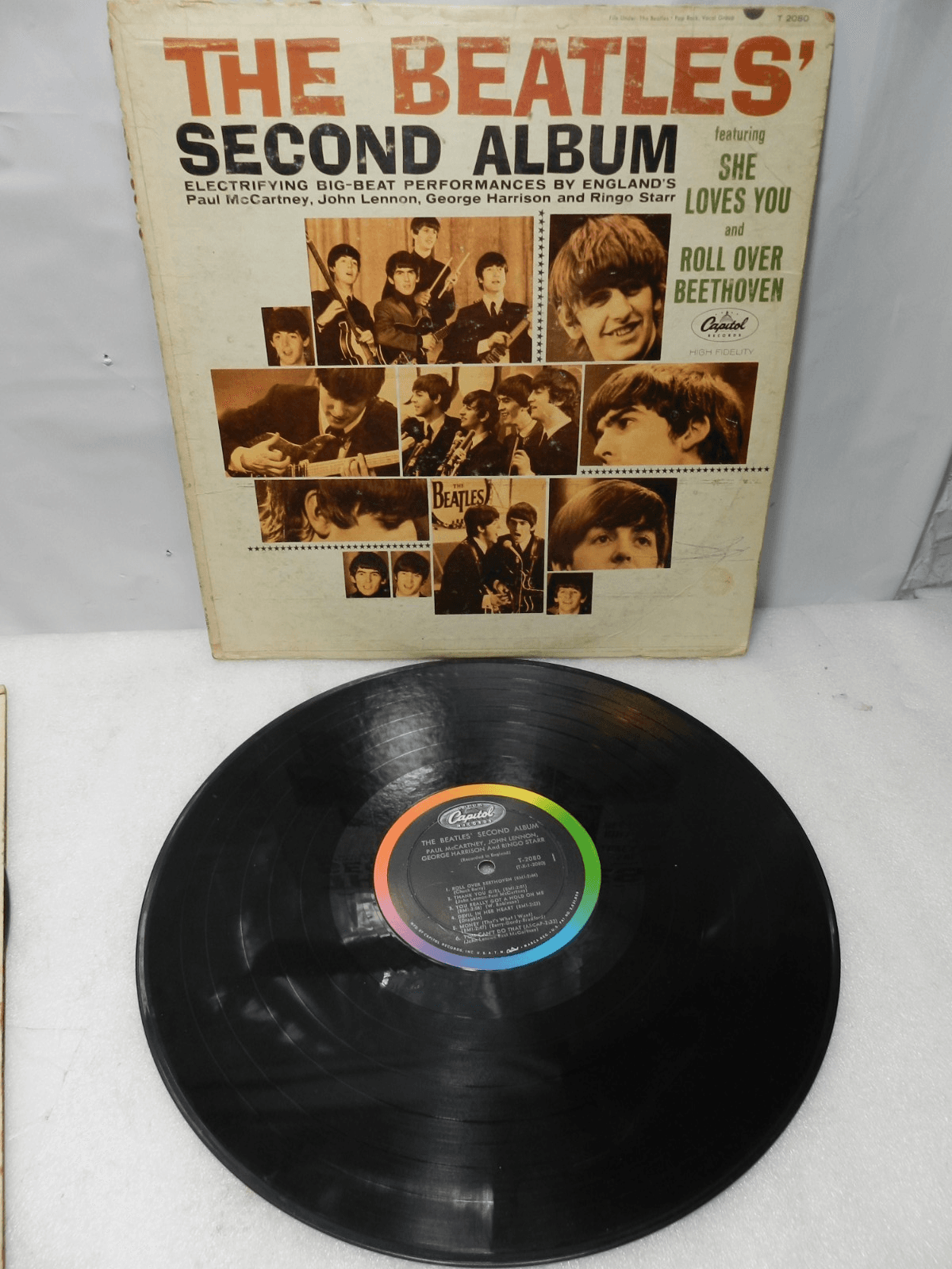 8 Vintage Beatles Vinyl Record Albums Original Sleeves 60's 70's (L59JJ) - Thumbnail 14