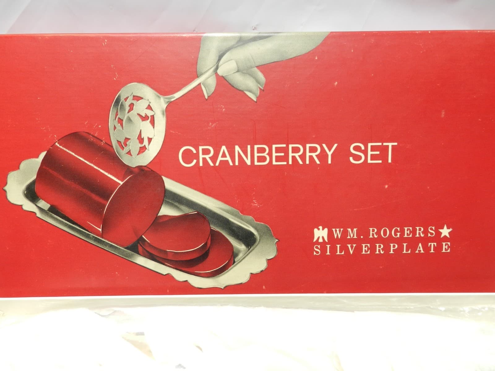 Vintage WM. Rogers Silverplate Cranberry Set Spoon And Plate Original Box F50J - Thumbnail 2