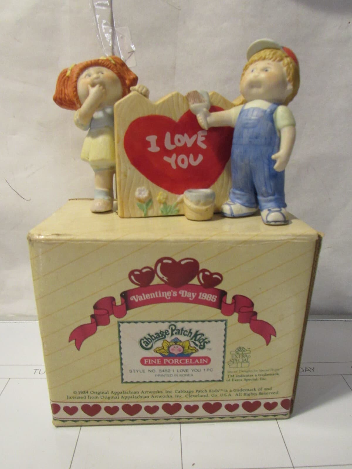 Cabbage Patch Kids Fine Porcelain I LOVE YOU Valentine’s Day Vintage 1985 F74K