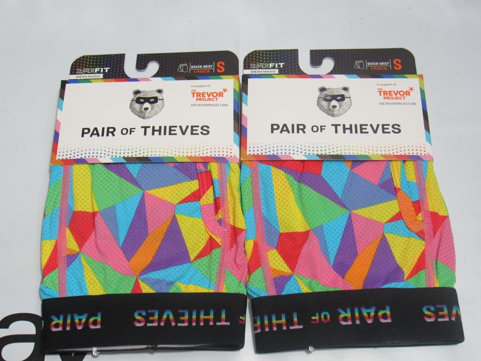2 Pair of Thieves Men's Super Fit Mesh Magic Boxer Brief Trevor Project Pride SM