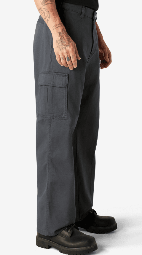NEW 44x32 MENS DICKIES LOOSE FIT STRAIGHT LEG CARGO PANTS 23214 CHARCOAL X6 - Thumbnail 3