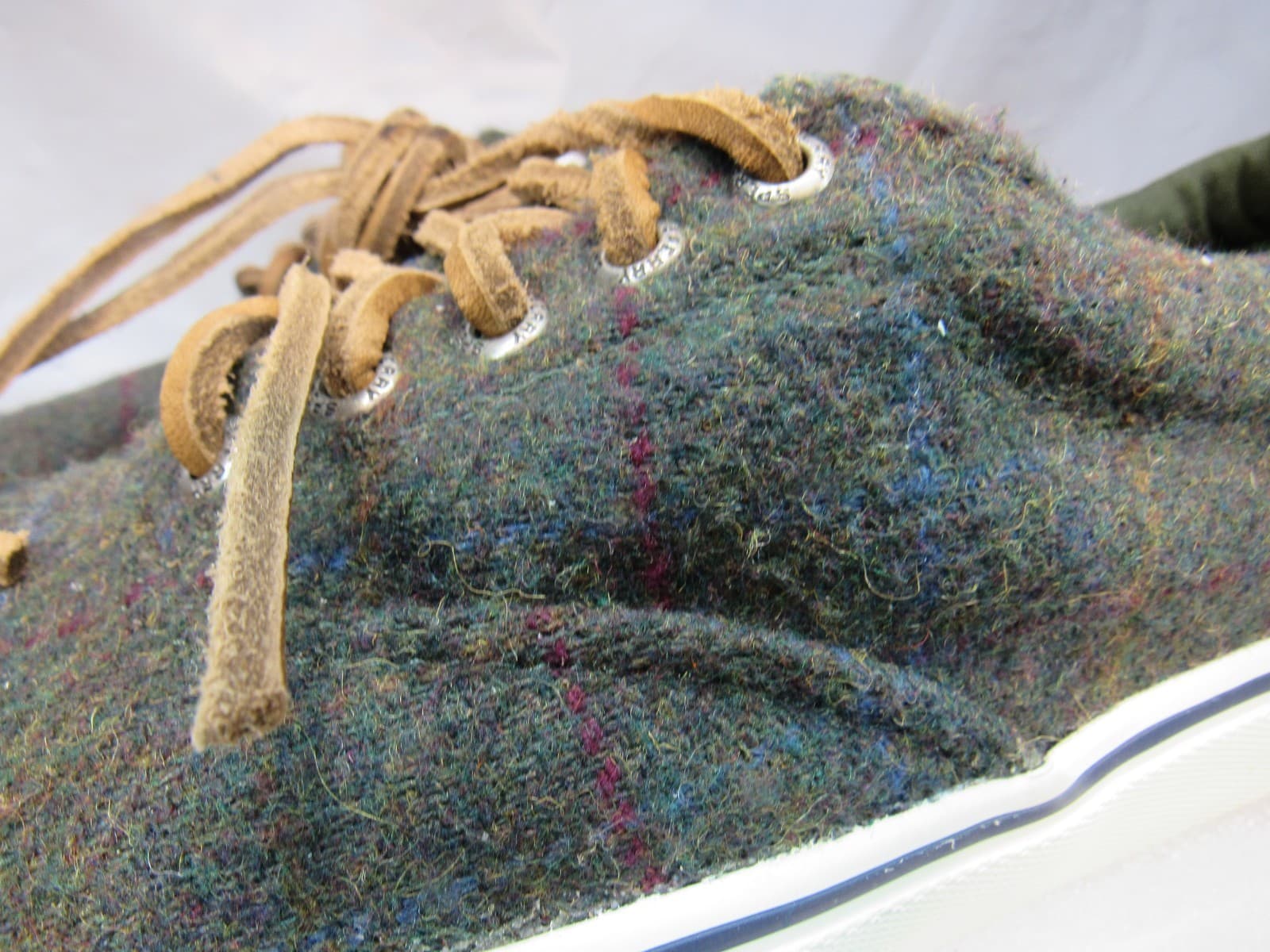 Sperry Striper II CVO Wool Plaid STS19812 Boat Shoes, Men's Size 8 Olive J69 - Thumbnail 2