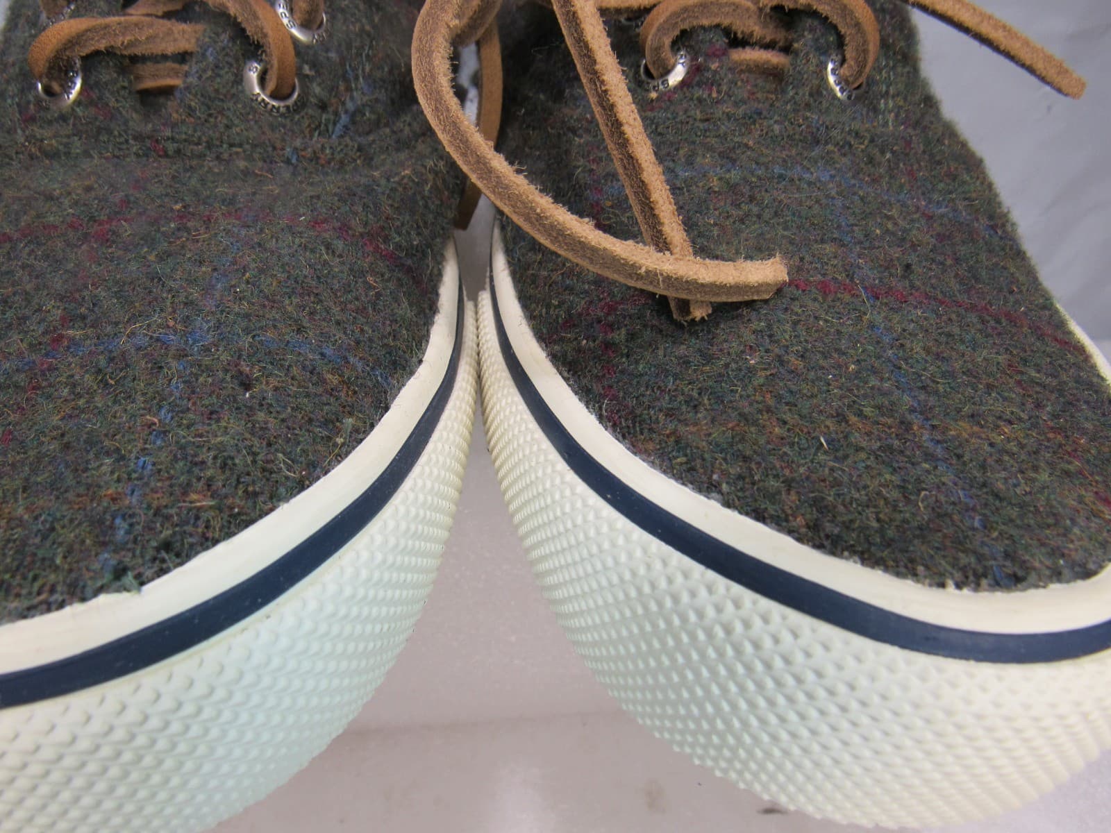 Sperry Striper II CVO Wool Plaid STS19812 Boat Shoes, Men's Size 8 Olive J69 - Thumbnail 4