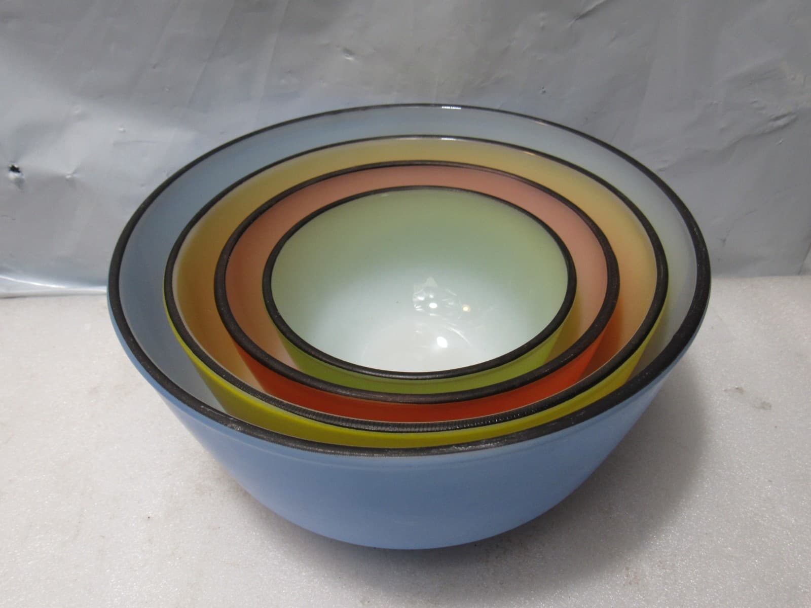 Vintage Anchor Hocking Fire-King Mixing Nesting Bowl Set Bold Primary Color H11K - Thumbnail 12