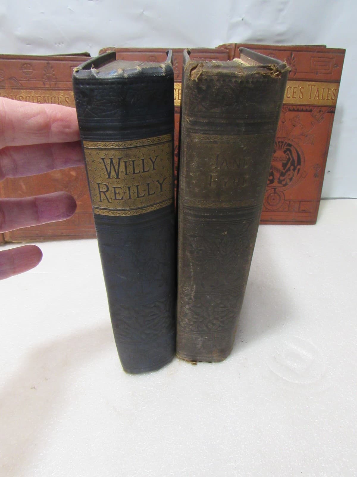 1800s Antique Books Consciences Tales Set & Willy Reilly Jane Eyre Hardcover B68 - Thumbnail 6