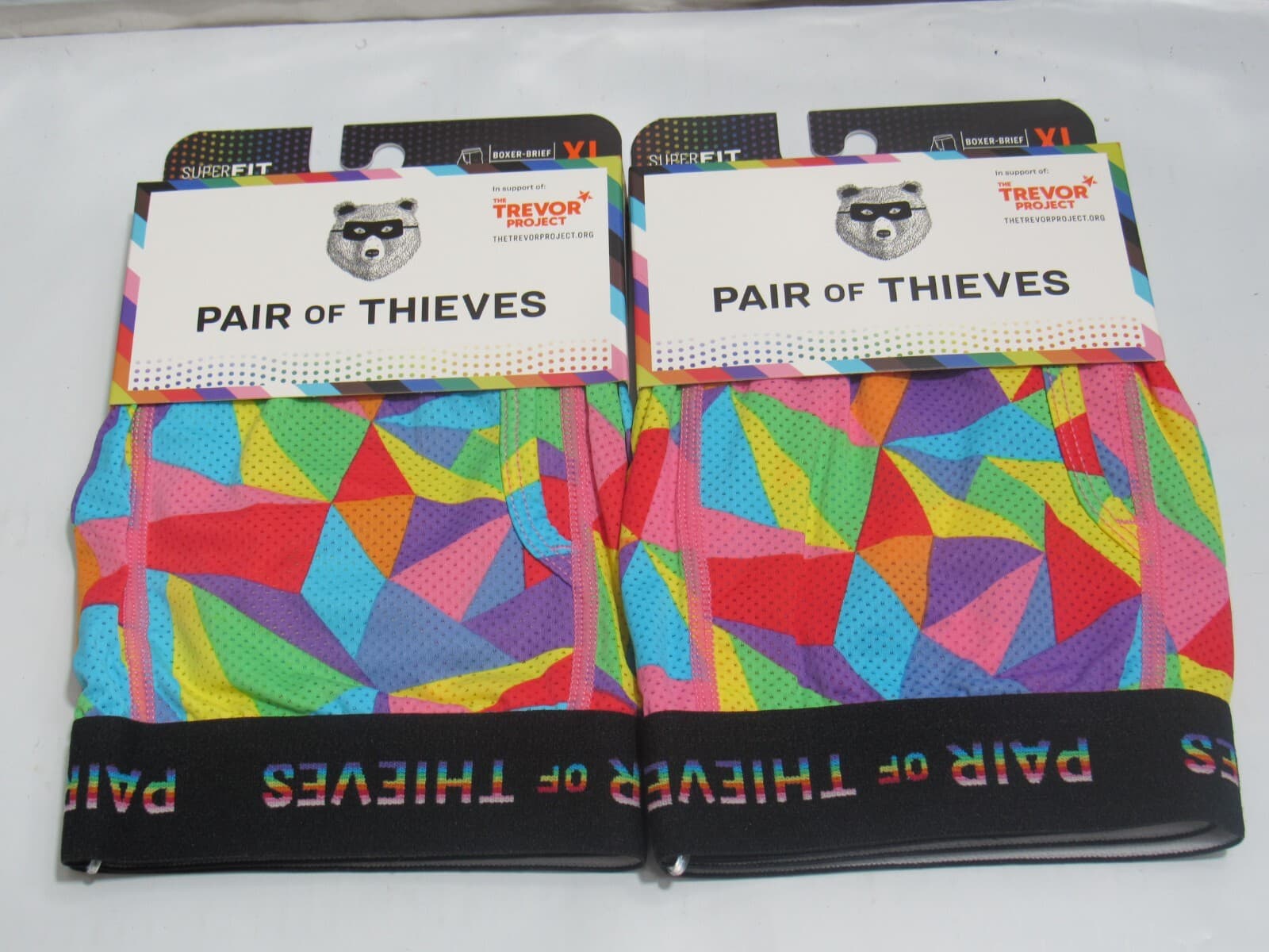 2 Pair of Thieves Men's Super Fit Mesh Magic Boxer Brief Trevor Project Pride XL
