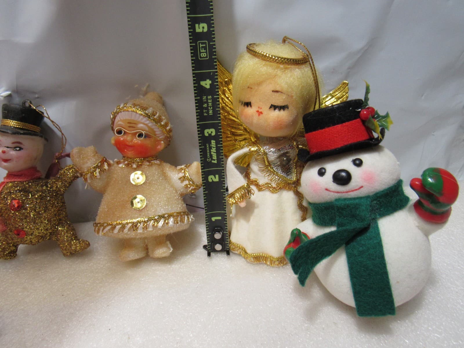 7 Vintage Flocked & Plastic Retro Christmas ornaments (D55JJ) - Thumbnail 7