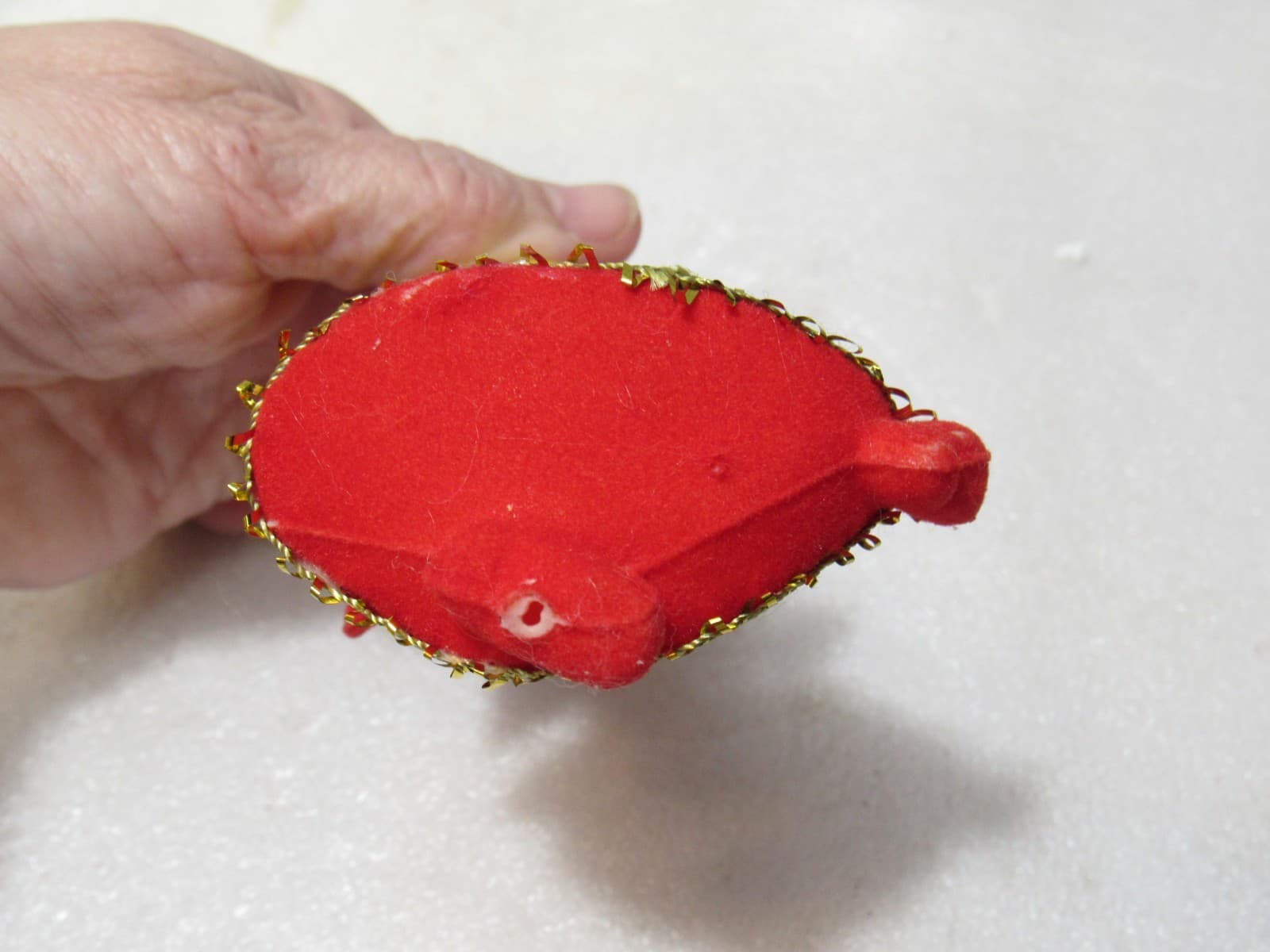 Vintage Christmas Felt Angel Flocked Ornament Japan 4" Red Dress (D49JJ) - Thumbnail 7