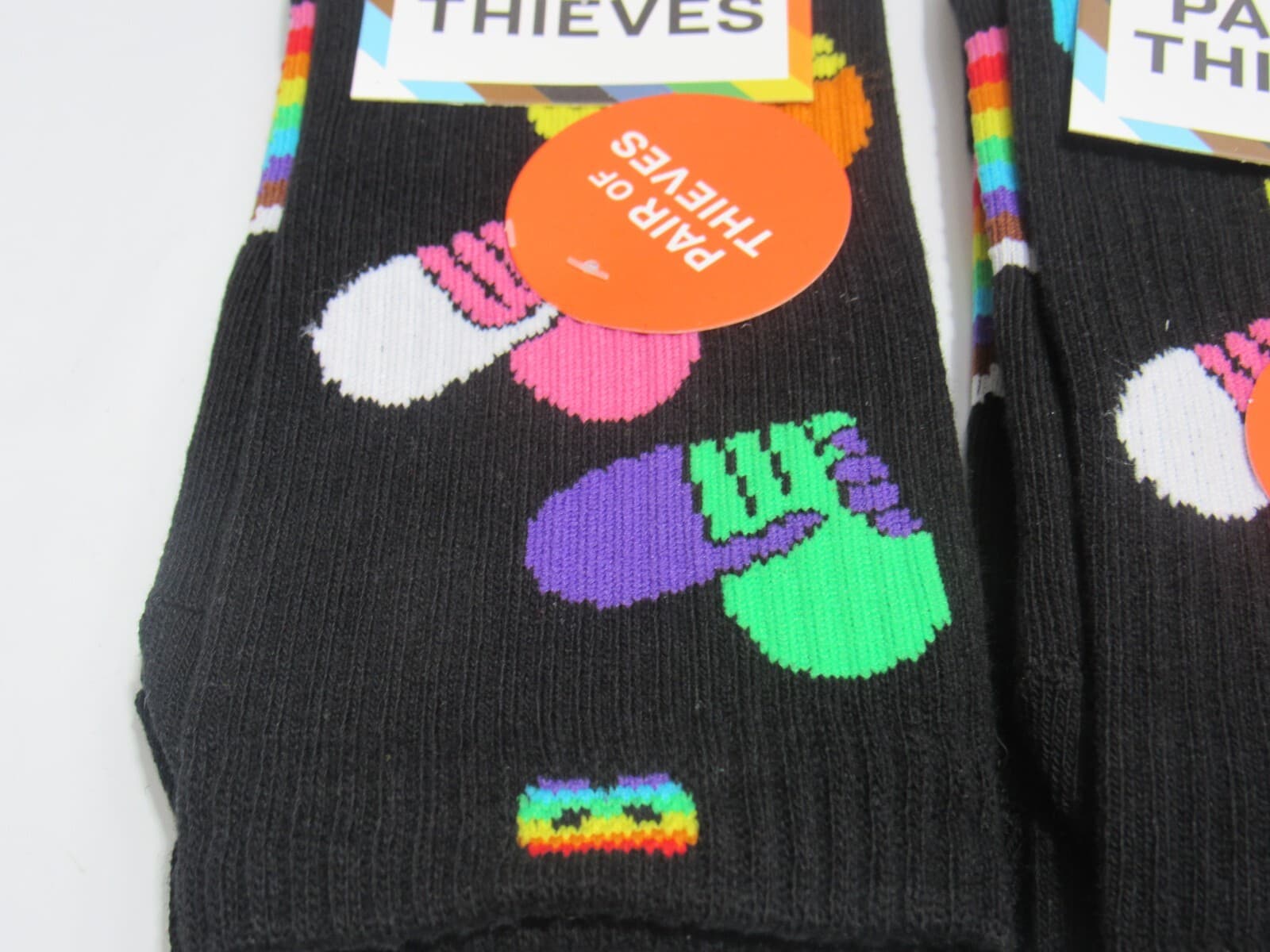 3 Pair of Thieves Crew " Trevor Project" Black Rainbow Pride Socks 6-12 (L38K) - Thumbnail 2