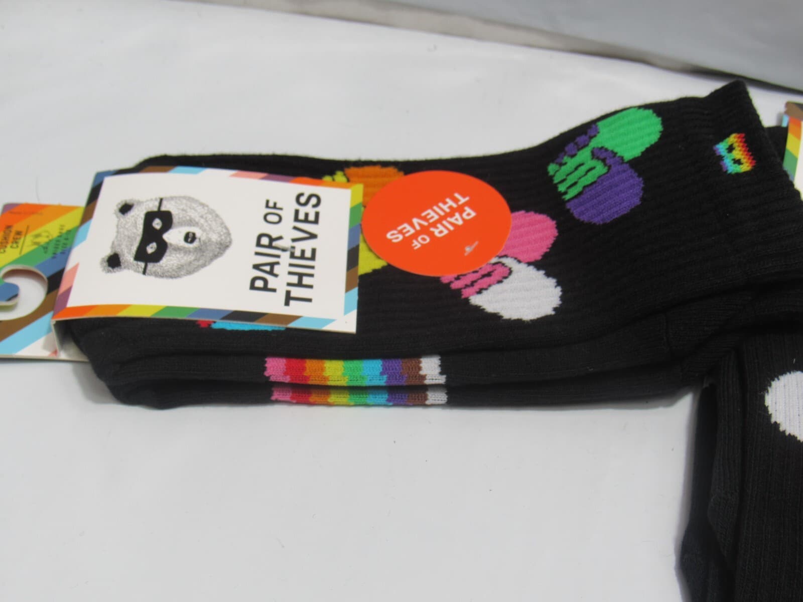 3 Pair of Thieves Crew " Trevor Project" Black Rainbow Pride Socks 6-12 (L38K) - Thumbnail 4