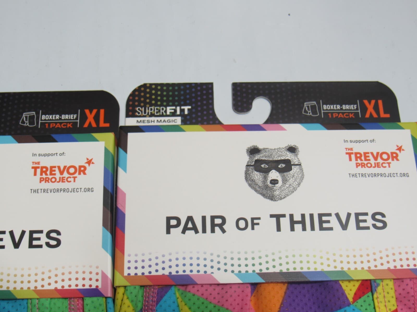 2 Pair of Thieves Men's Super Fit Mesh Magic Boxer Brief Trevor Project Pride XL - Thumbnail 8