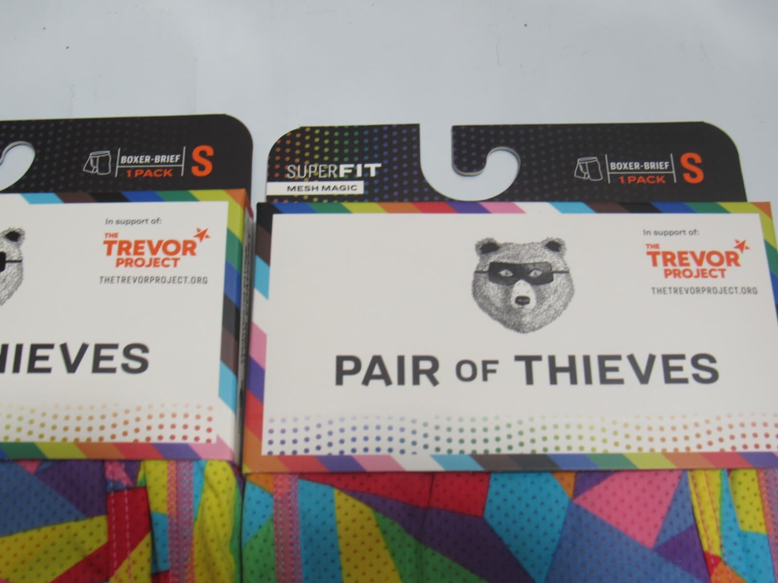 2 Pair of Thieves Men's Super Fit Mesh Magic Boxer Brief Trevor Project Pride SM - Thumbnail 8
