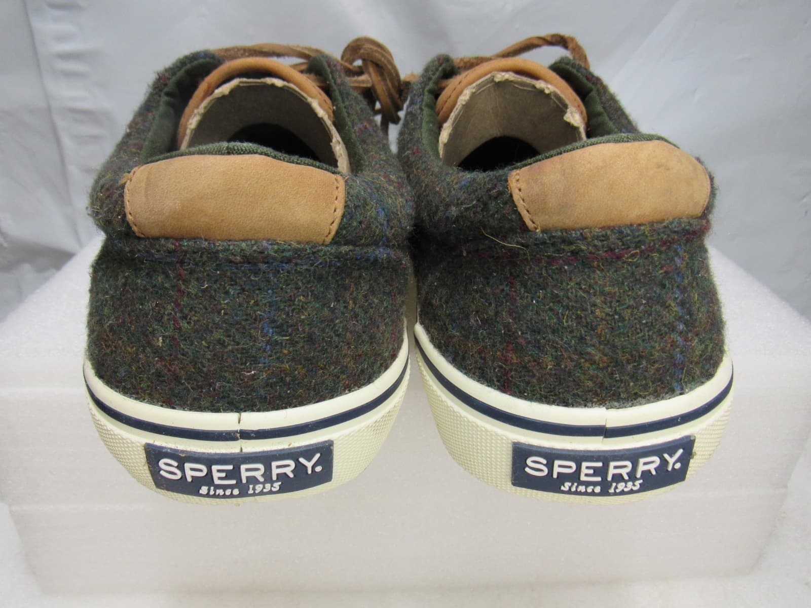 Sperry Striper II CVO Wool Plaid STS19812 Boat Shoes, Men's Size 8 Olive J69 - Thumbnail 6