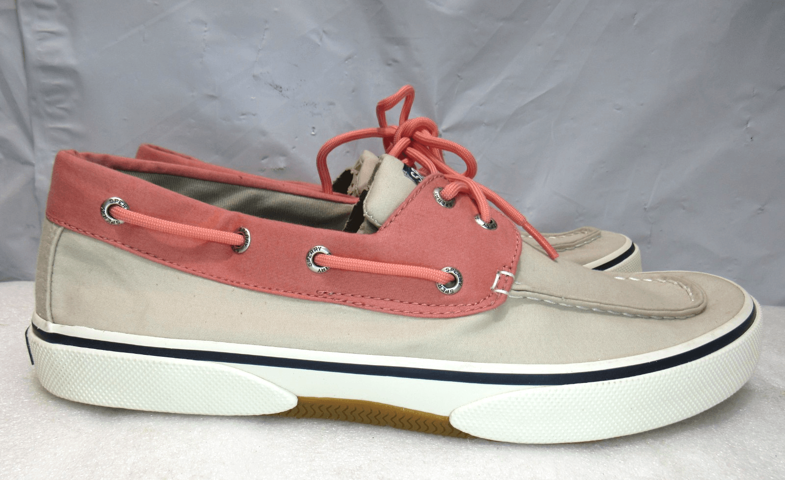 Sperry Mens Top-Sider Bahama STS 19240 Canvas Tan & Coral Boat Shoes SZ 11.5 J59 - Thumbnail 4