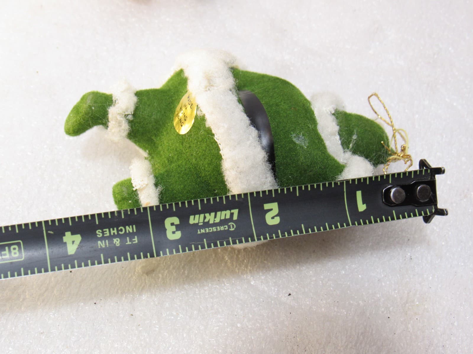2 Vtg GREEN DANCING SANTA CLAUS Flocked Christmas Ornament Soft Plastic 4" D54JJ - Thumbnail 6