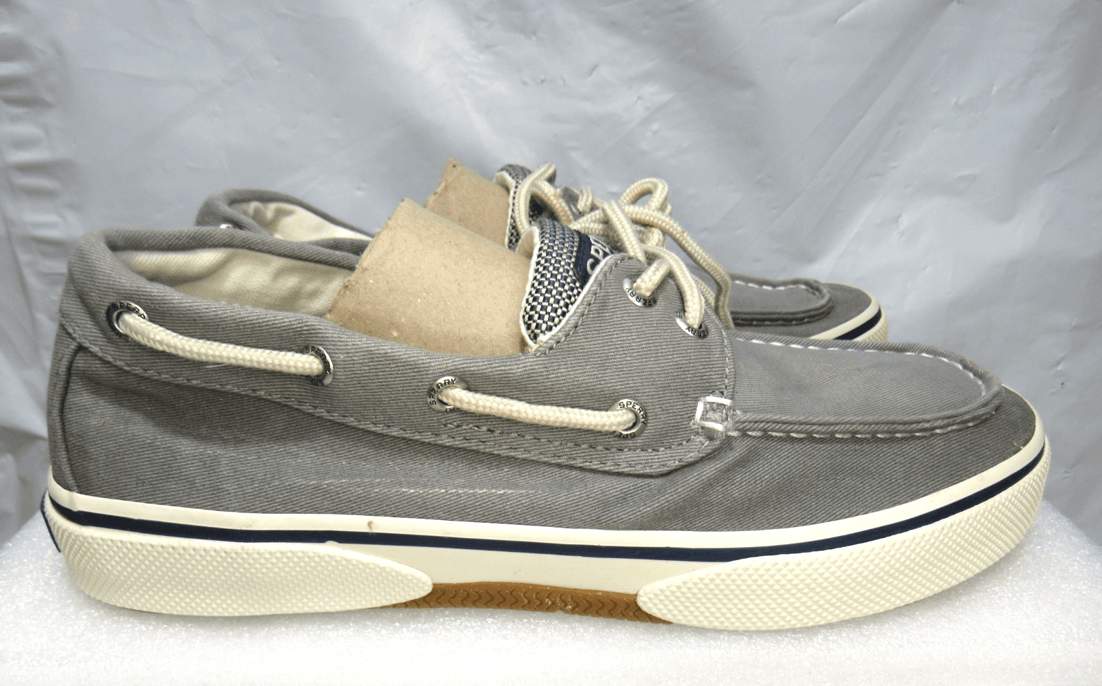 Mens Sperry Halyard Salt Washed Grey Top Sider Shoes 0772830 SZ 8 Wide J67