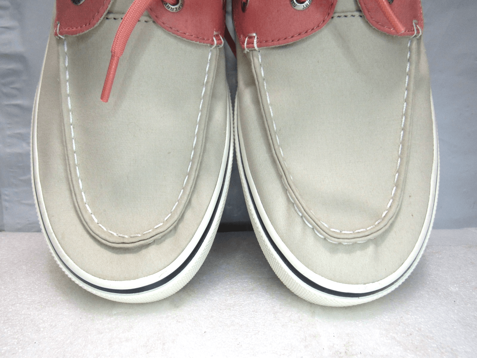 Sperry Mens Top-Sider Bahama STS 19240 Canvas Tan & Coral Boat Shoes SZ 11.5 J59 - Thumbnail 3