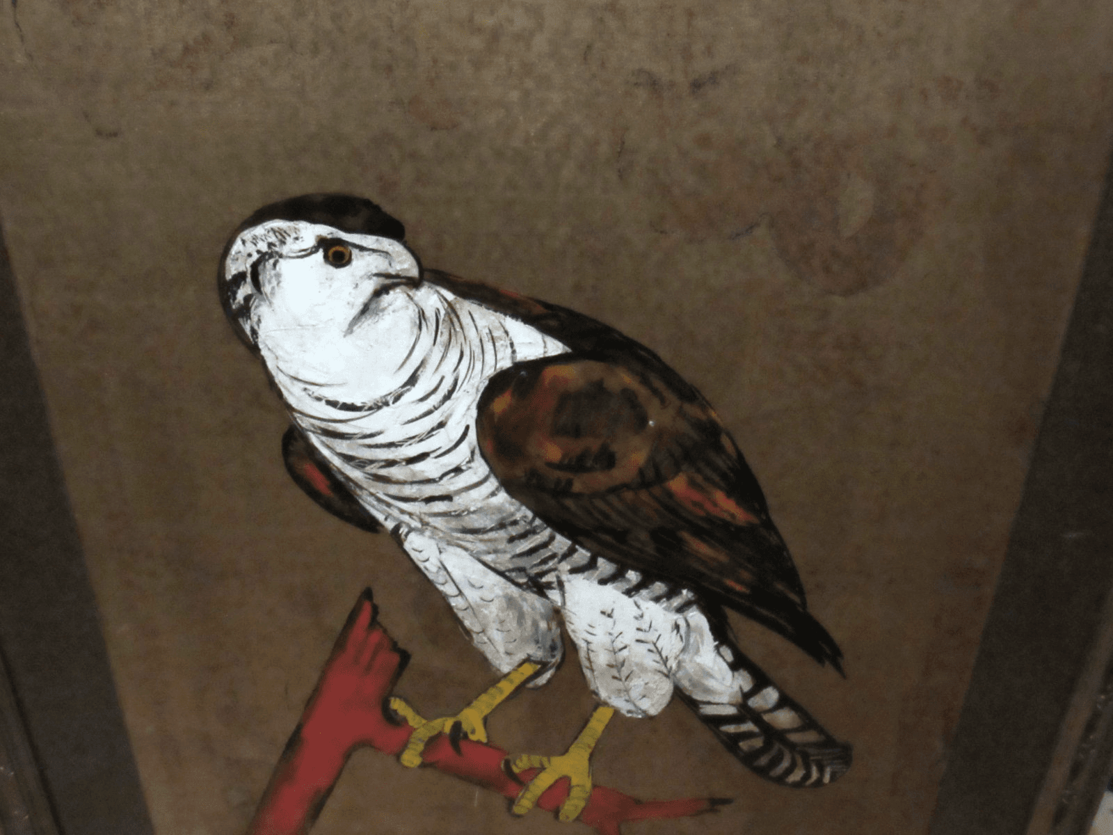 Vintage Artwork Gyrfalcon Falcon painting Eliam Signed Framed 32.5"x25.5" - Thumbnail 10