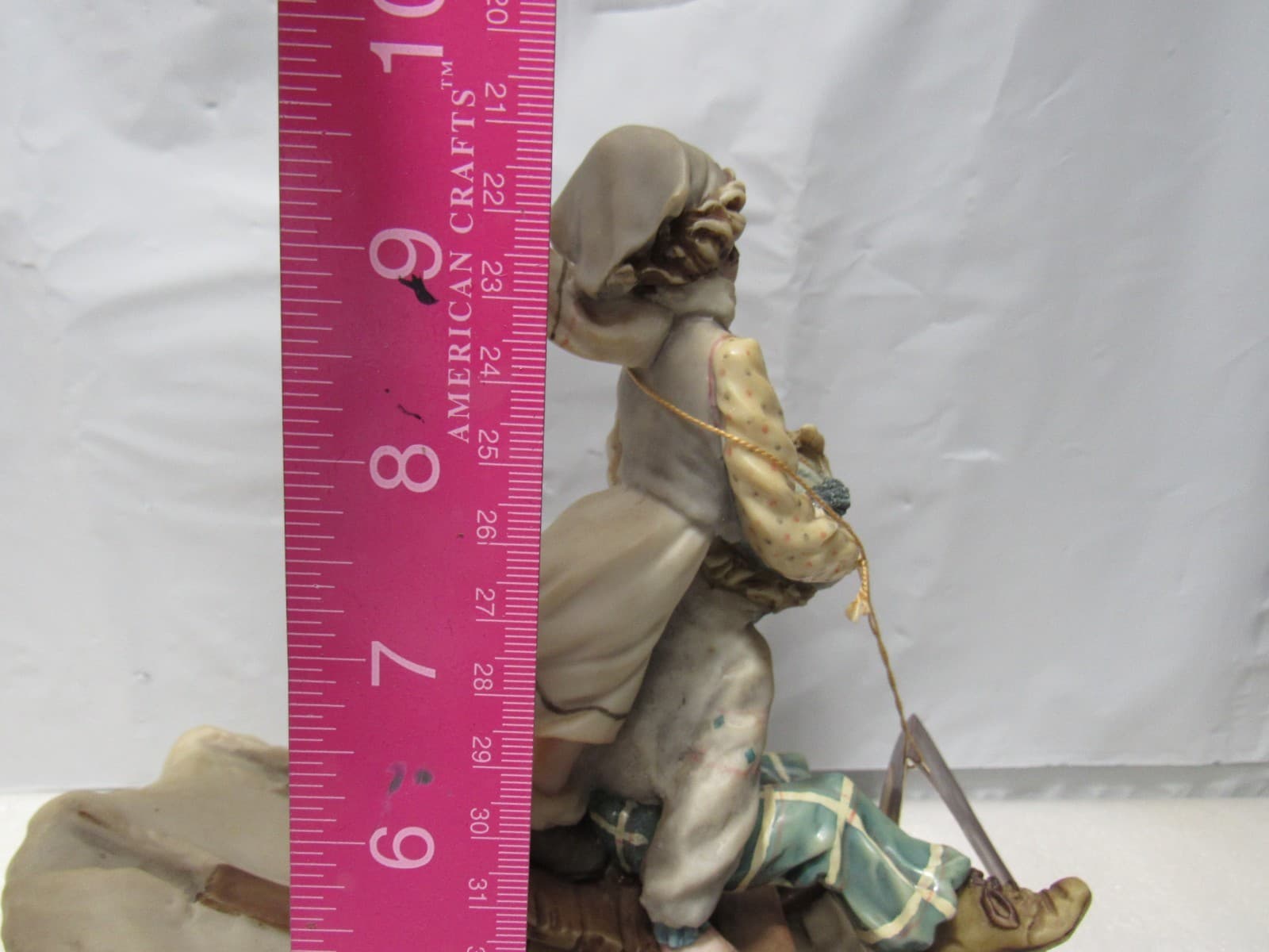 Vintage A. Belcari Boy and Girl Figurine Sledding Made in Italy 9.5" Tall (U7JJ - Thumbnail 7