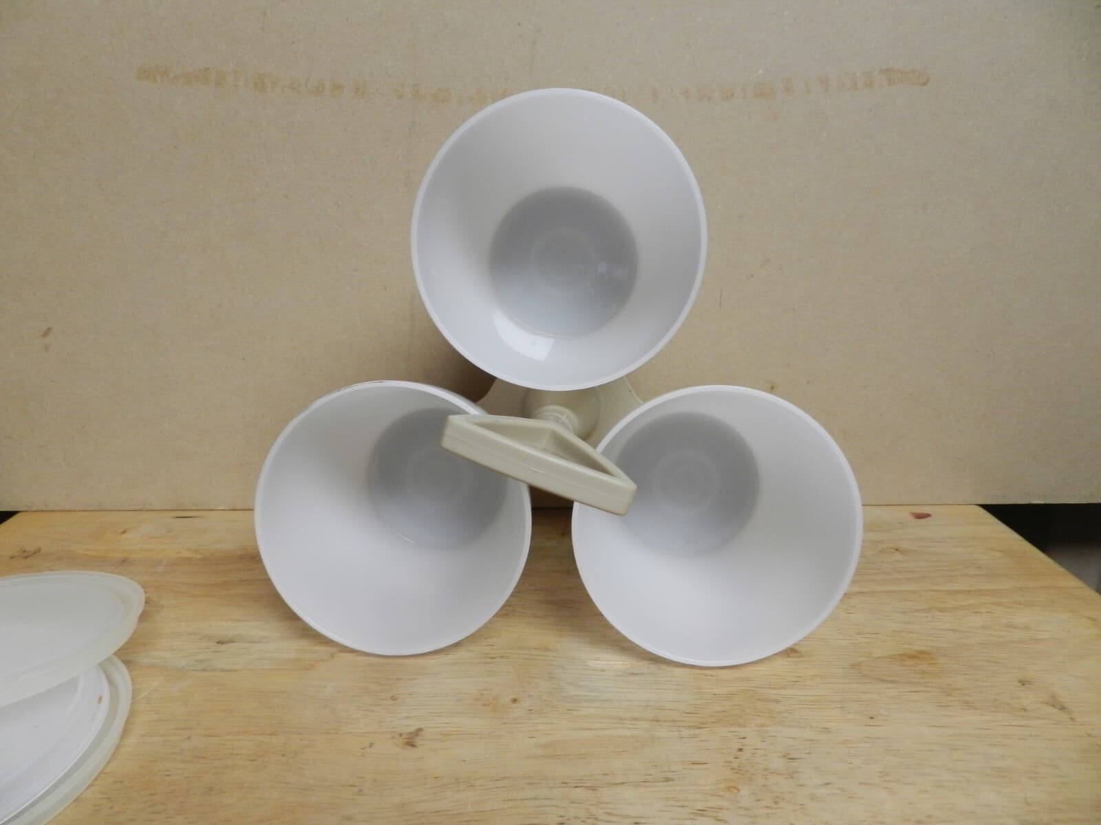 Vintage Tupperware Almond 757-1 Condiment Caddy Server W/ 3 Lids (K) - Thumbnail 3
