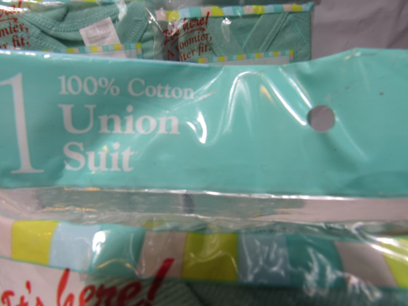 3 New Hanes Baby Wear Light Green Baby Infant Union Suit Sleeper 9 Month Med R88 - Thumbnail 2