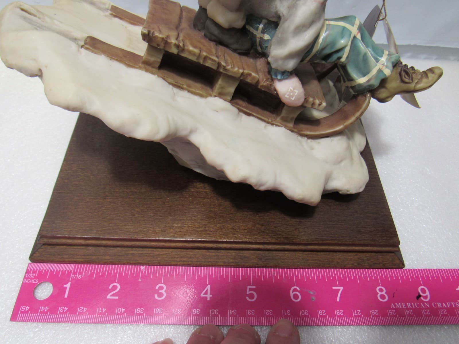 Vintage A. Belcari Boy and Girl Figurine Sledding Made in Italy 9.5" Tall (U7JJ - Thumbnail 8