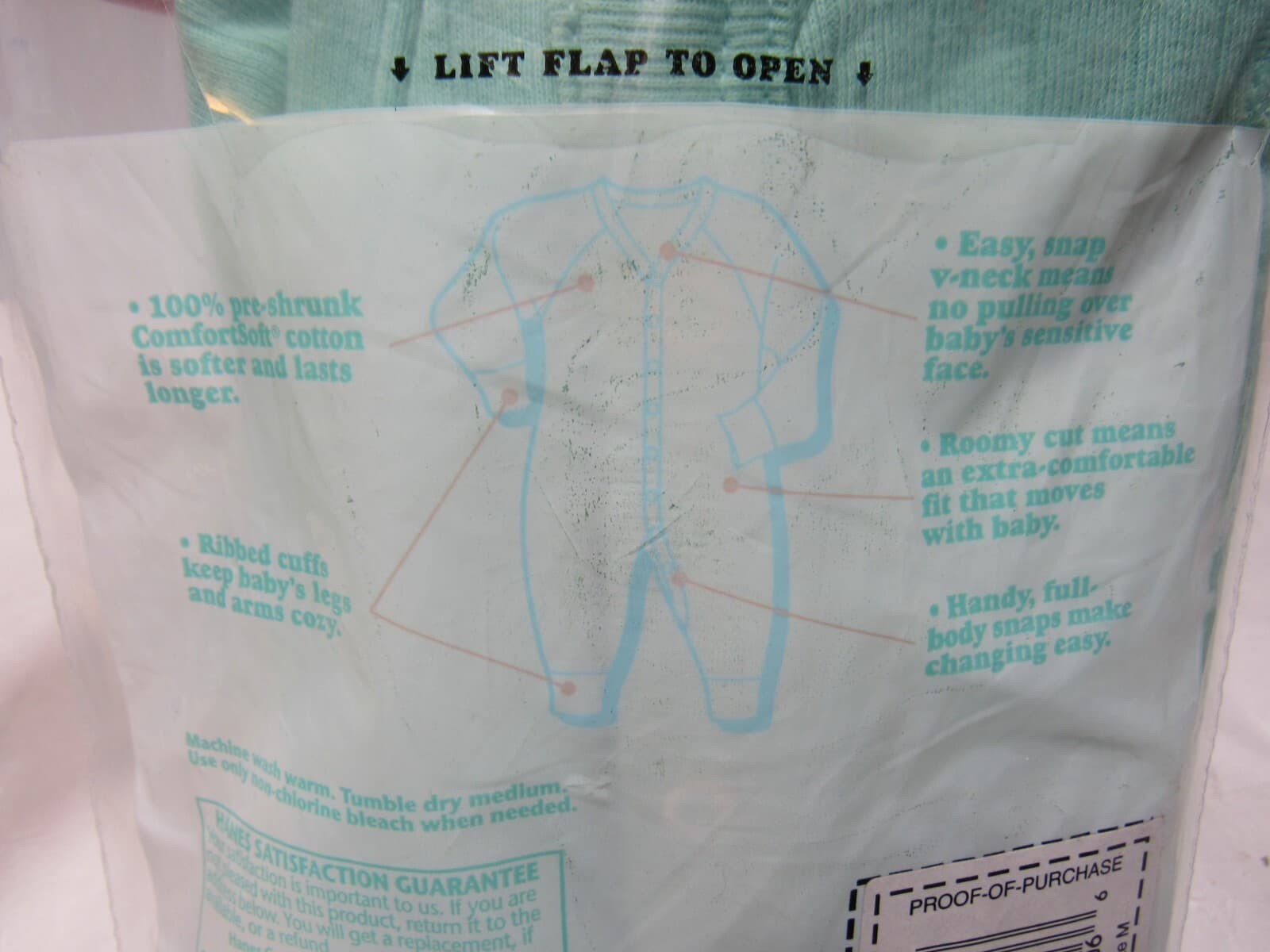 3 New Hanes Baby Wear Light Green Baby Infant Union Suit Sleeper 9 Month Med R88 - Thumbnail 6