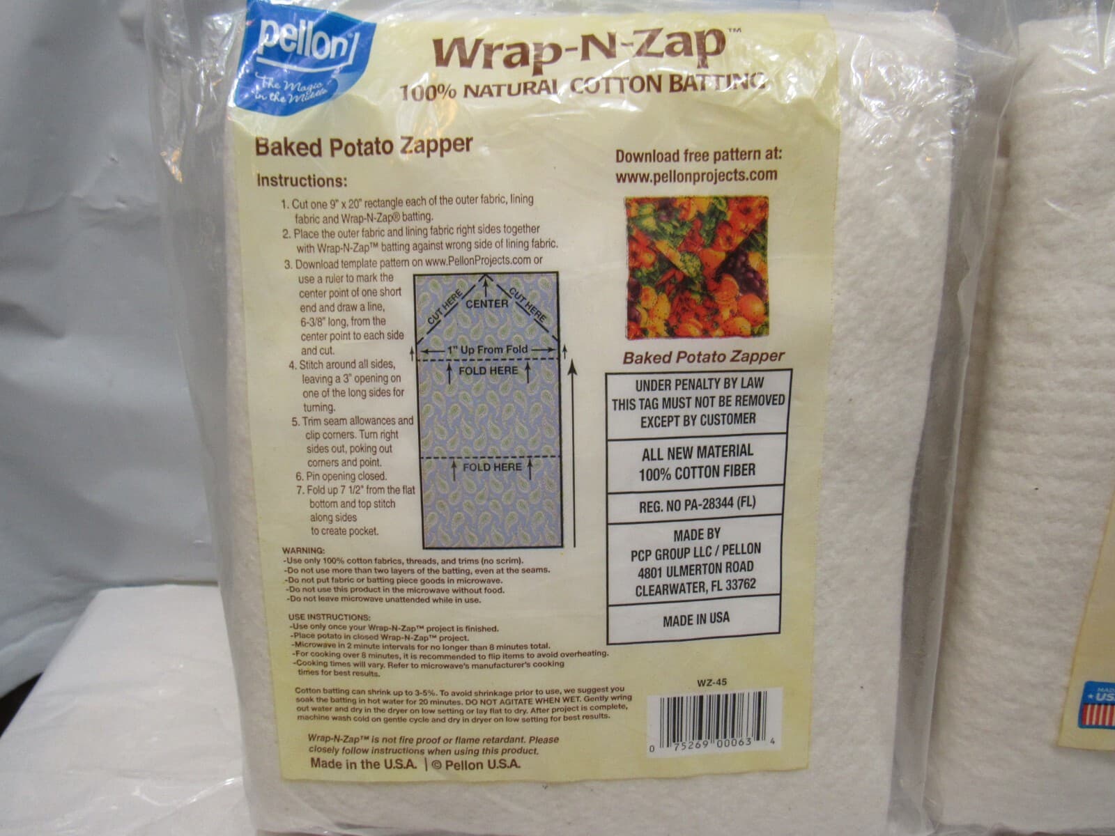 2 Pellon Wrap-N-Zap Quilting Batting, off-White 45" x 36" Precut Package R87K - Thumbnail 6