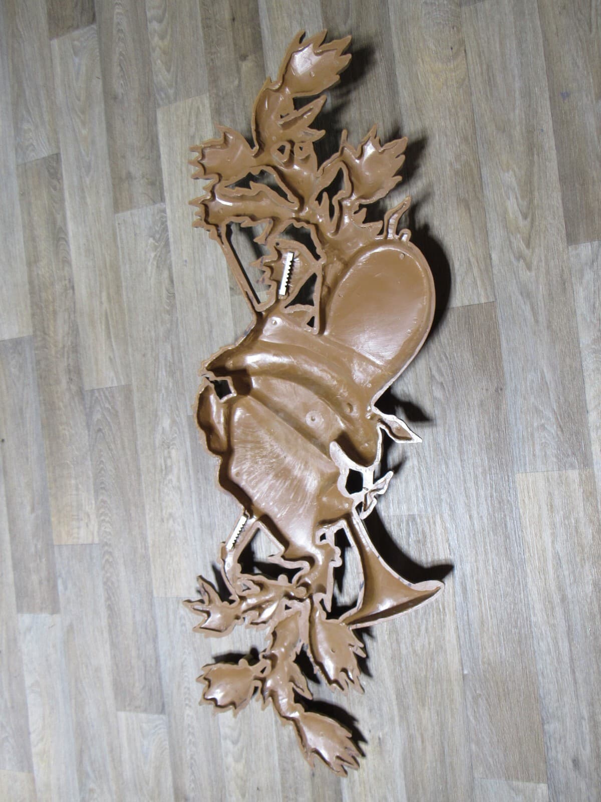 Lute Horn Wall Art Burwood 4386 USA Vintage 16" x 42" Plaque Leaves Berries P83J - Thumbnail 7
