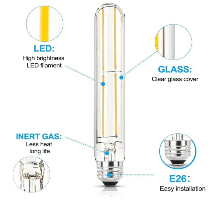 4 PK 7.3 Inch E26 Led Bulb 6W Dimmable Edison Bulbs 800LM Equal 80W (J84K) - Thumbnail 2