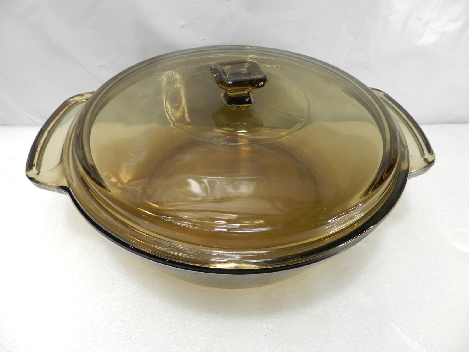 Vintage Anchor Ovenware Amber 2 Qt Round Casserole #1038 w/ Lid (H16J) - Thumbnail 2