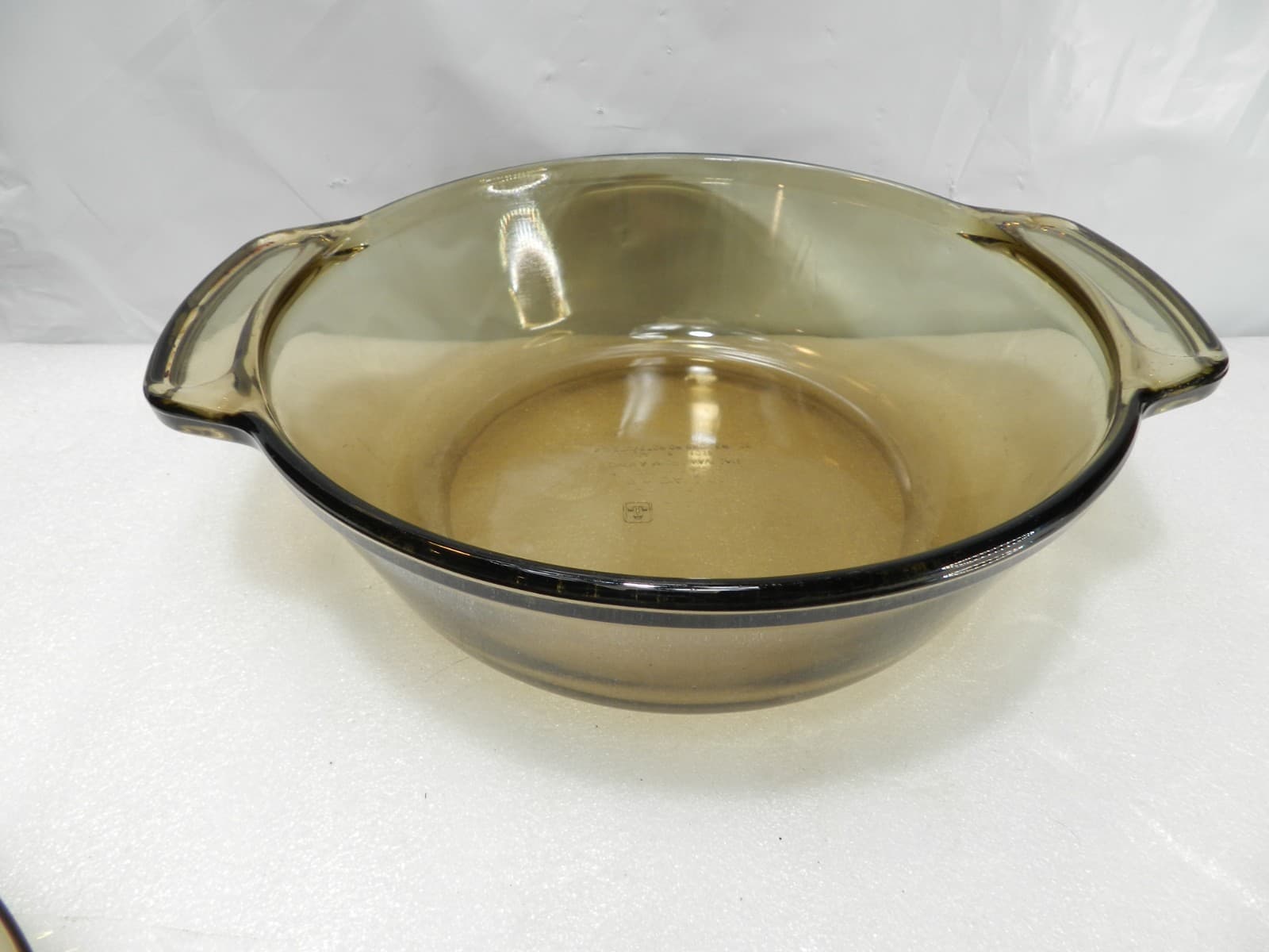 Vintage Anchor Ovenware Amber 2 Qt Round Casserole #1038 w/ Lid (H16J) - Thumbnail 3
