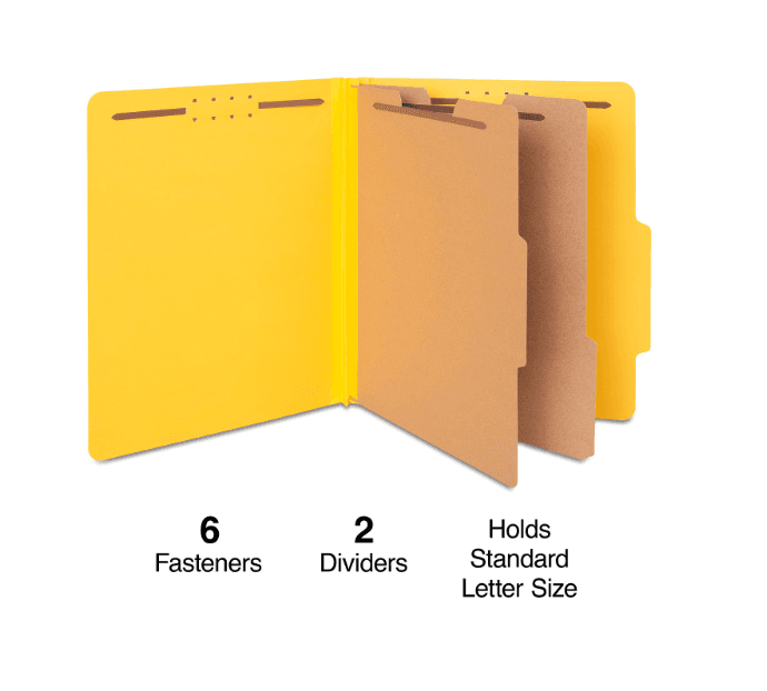 Quill 2/5-Cut Tab Pressboard Classification File Folders 2-Partitions 15CT. H13K - Thumbnail 2