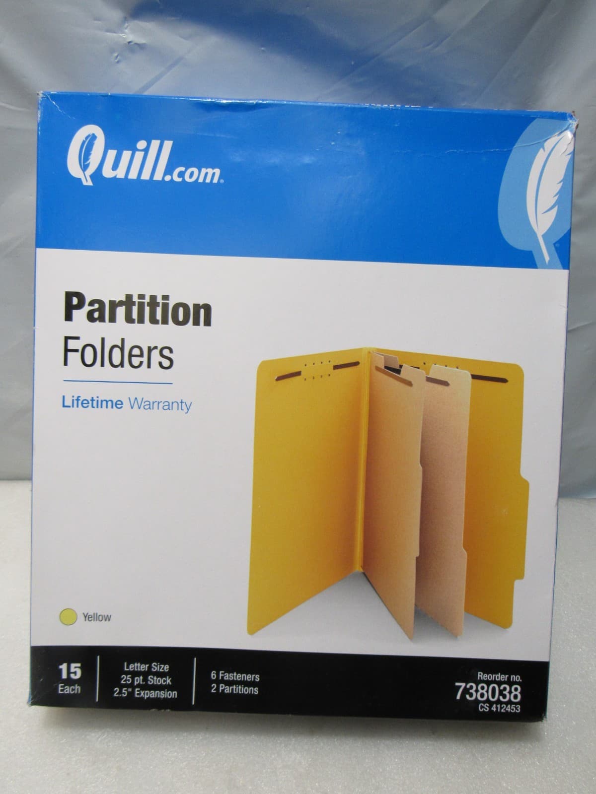 Quill 2/5-Cut Tab Pressboard Classification File Folders 2-Partitions 15CT. H13K - Thumbnail 4