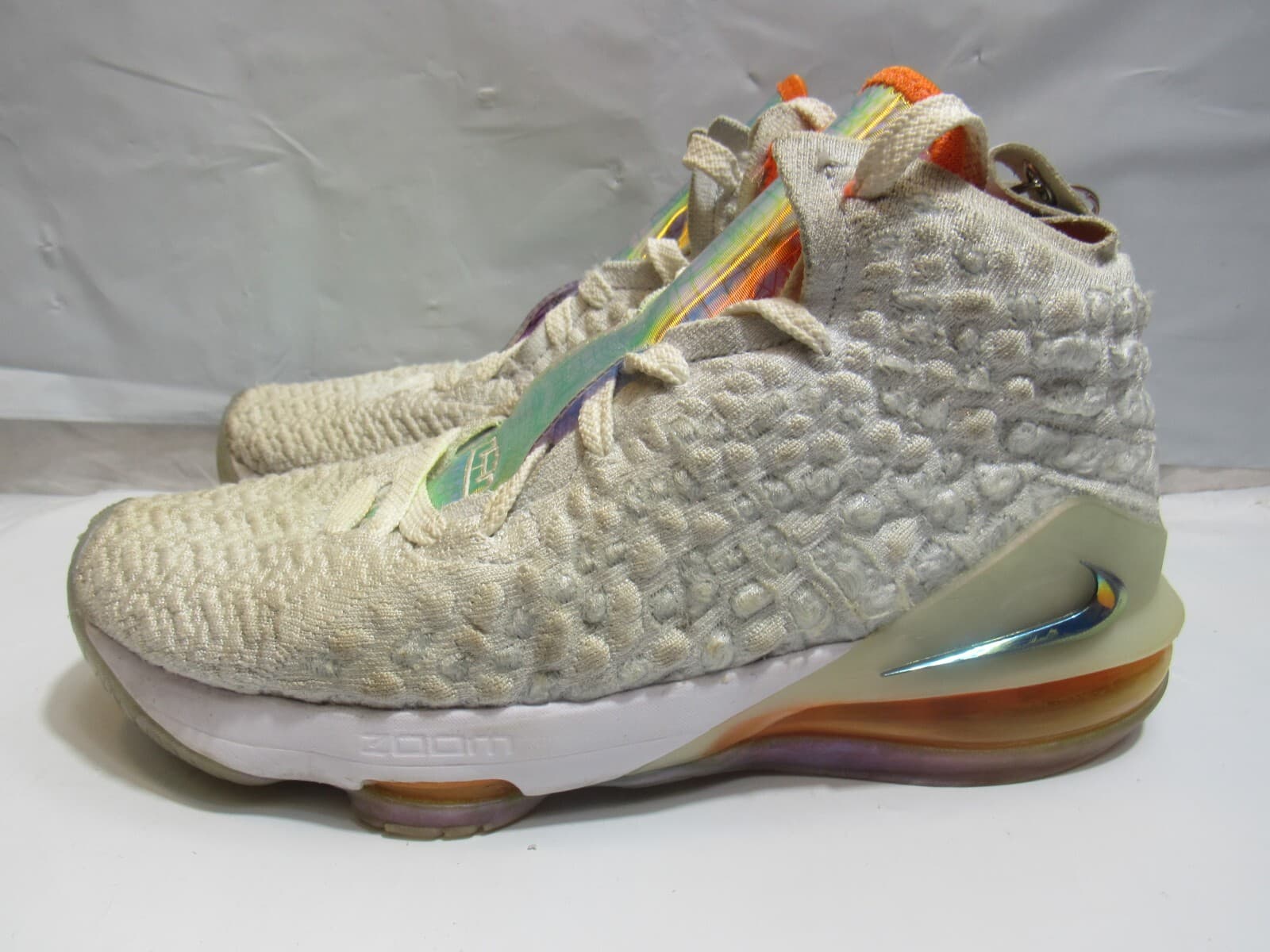 Nike Lebron Shoe 17 Future Air CT4136-100 Sneaker White Orange 5.5Y Women 7 (L45