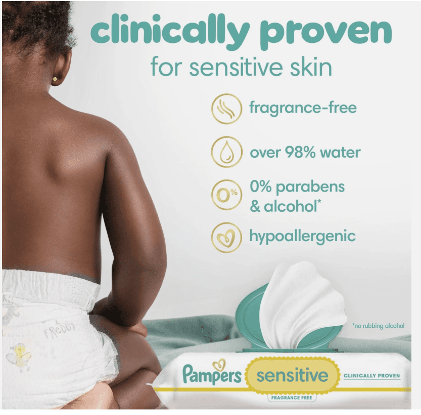 1008 Ct Pampers Sensitive Baby Wipes 8 Flip-Top Packs, 4 Refills Water Based X98 - Thumbnail 3