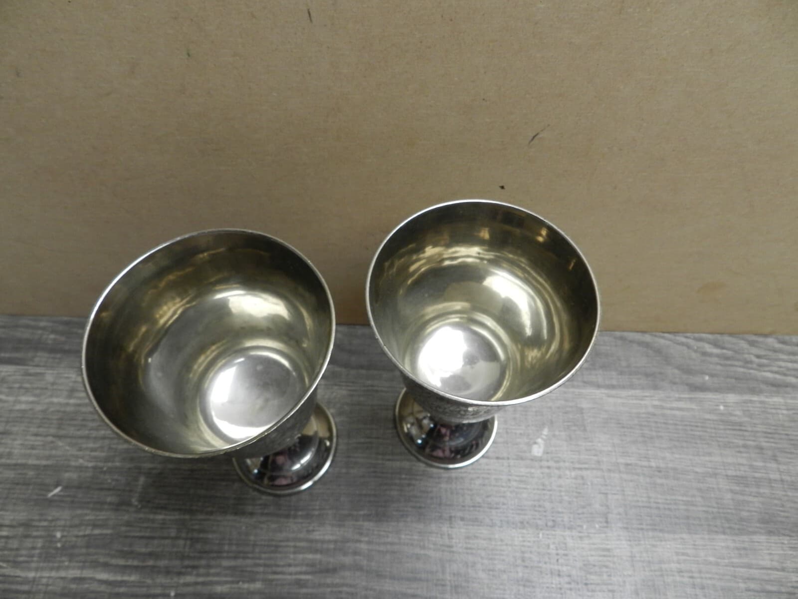 Set 6 Vintage ZY India World Gift Silver Plate Brass Wine Goblet K3 - Thumbnail 7