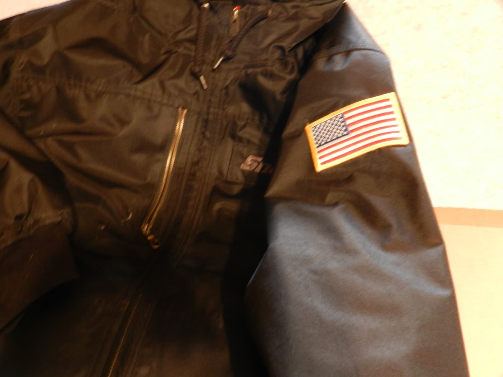 Snap-on Black Unisex Hooded Work Jacket American Flag Patch Qulited XL H25M - Thumbnail 3