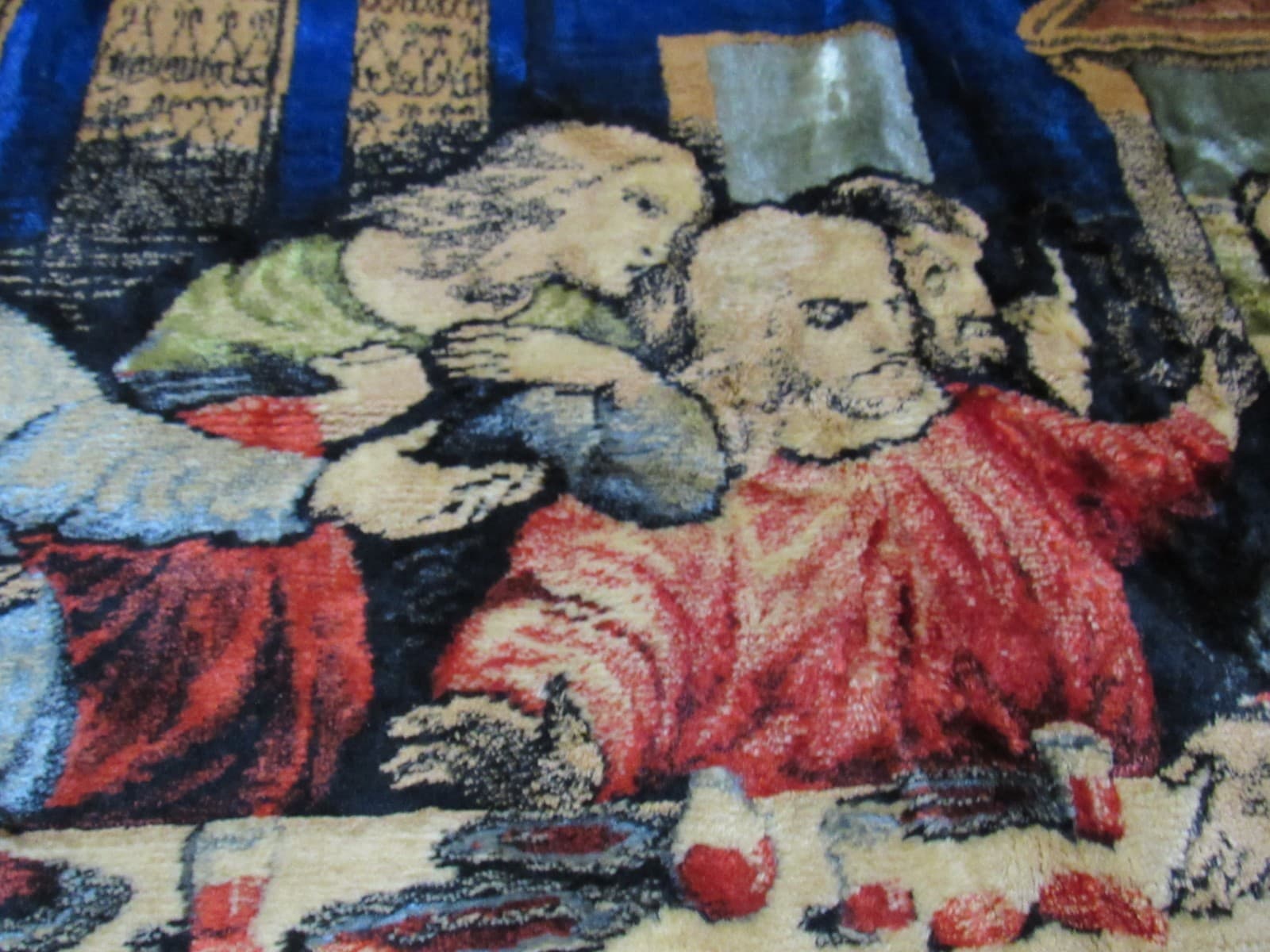 Vintage Da Vinci's Last Supper Velvet Tapestry Fringe Wall Hanging 48”X 72” F66J - Thumbnail 11