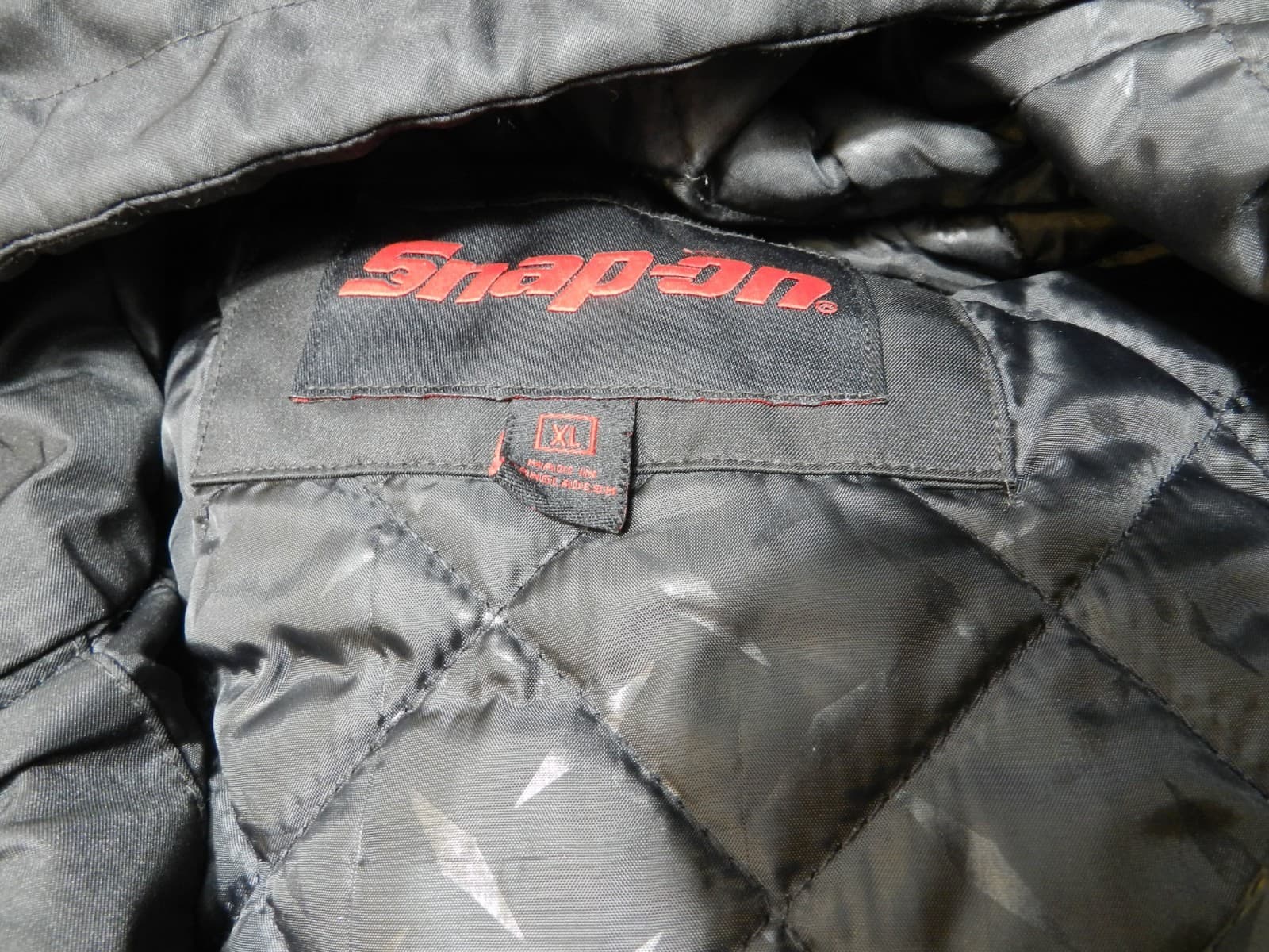 Snap-on Black Unisex Hooded Work Jacket American Flag Patch Qulited XL H25M - Thumbnail 10