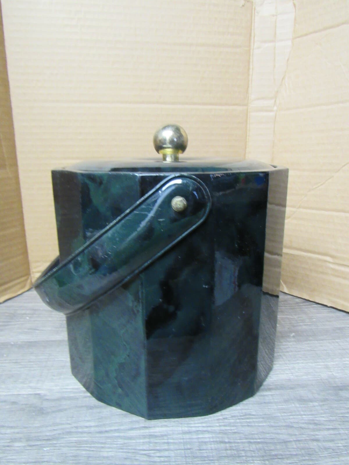 Vintage George Briard Dark Green Vinyl Ice Bucket Padded Top (J) - Thumbnail 2