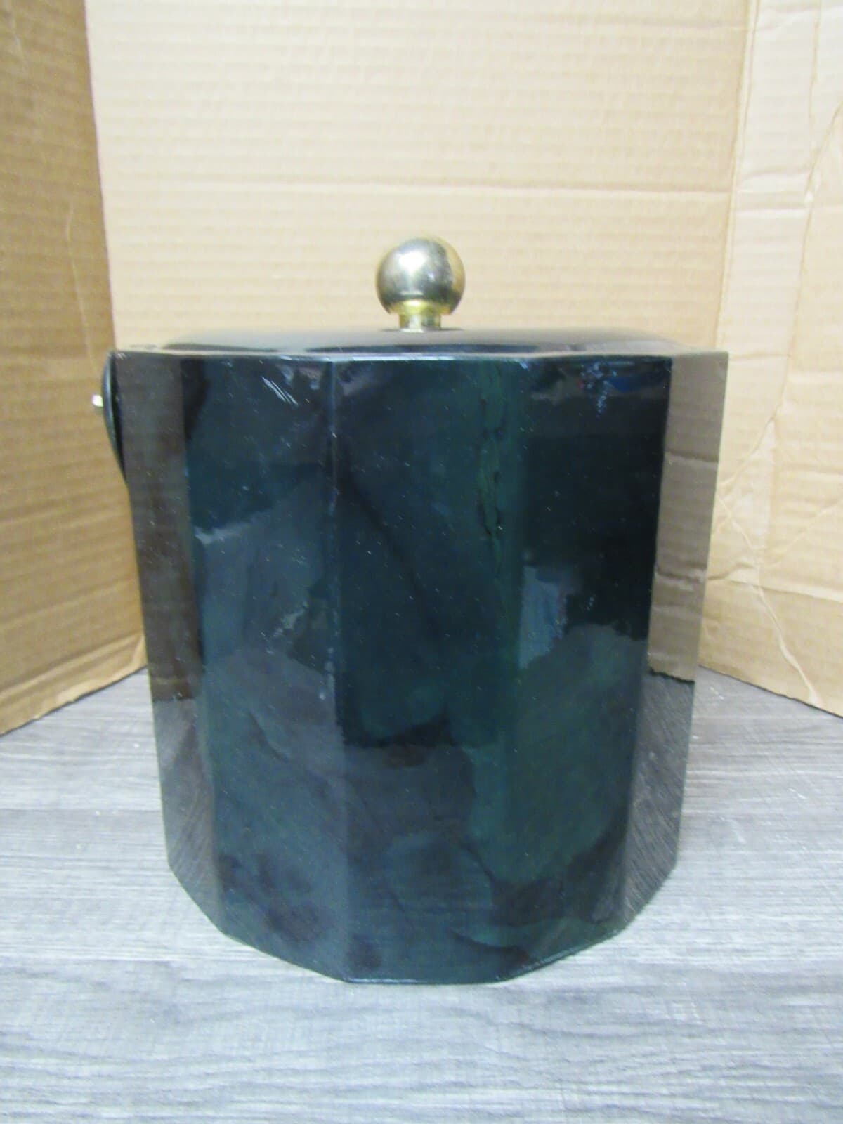 Vintage George Briard Dark Green Vinyl Ice Bucket Padded Top (J) - Thumbnail 3