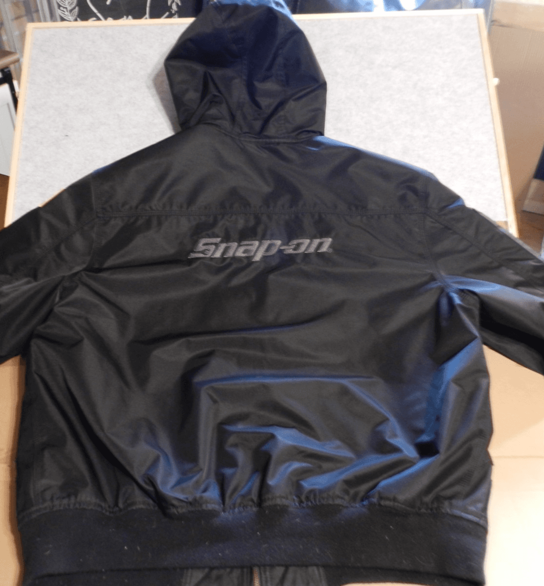 Snap-on Black Unisex Hooded Work Jacket American Flag Patch Qulited XL H25M - Thumbnail 6