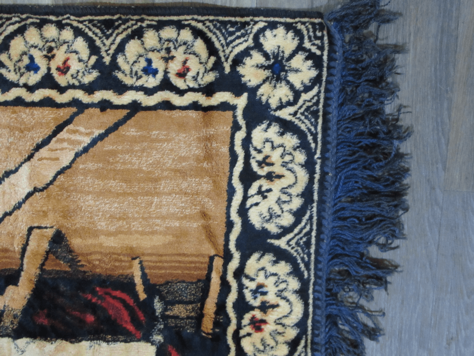 Vintage Da Vinci's Last Supper Velvet Tapestry Fringe Wall Hanging 48”X 72” F66J - Thumbnail 7