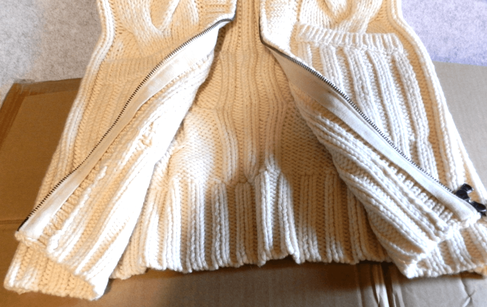 NWT UGG Bailey Cable Knit Sleeveless Long Zip Up Sweater Large Cream (H27K) - Thumbnail 6