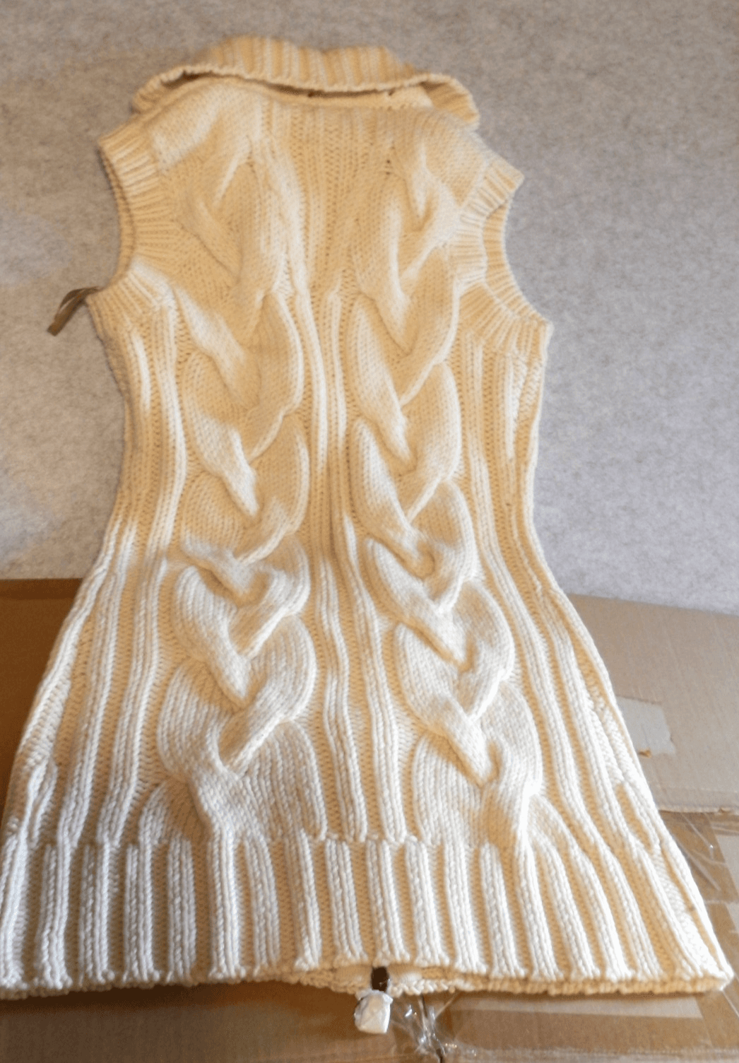 NWT UGG Bailey Cable Knit Sleeveless Long Zip Up Sweater Large Cream (H27K) - Thumbnail 7