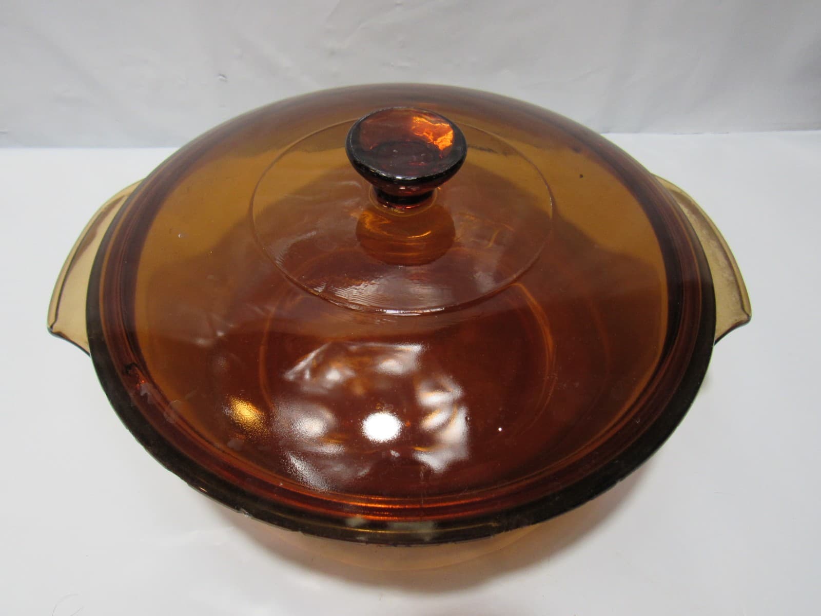 Pyrex Casserole Dish Corning Vision Amber Brown With Lid 8" (T36J) - Thumbnail 2