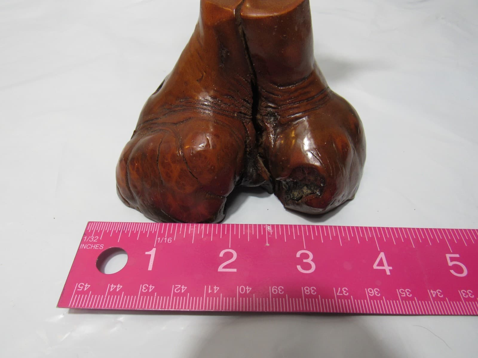 Glass Double Dolphins 22KT Gold Fins Burled Wood (S67M) - Thumbnail 6
